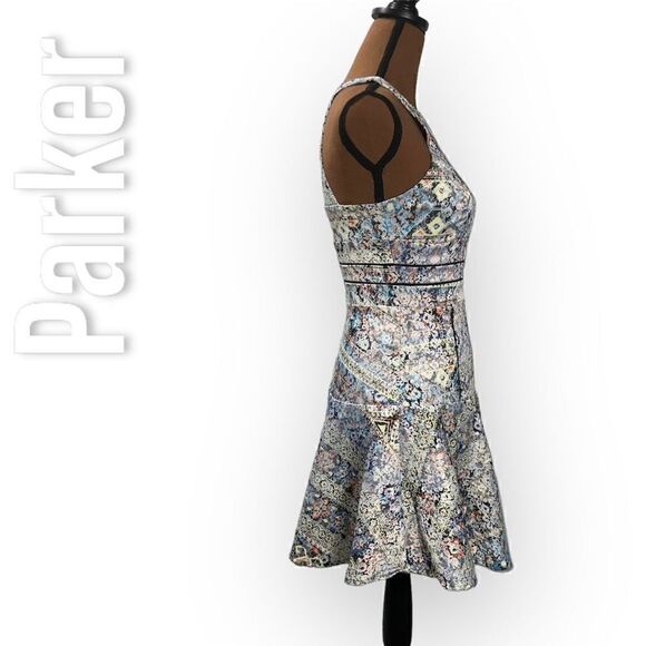 Parker Brady Fit & Flare Watercolor Geometric Drop Waist Dress ASO TV Women’s XS - Picture 4 of 15